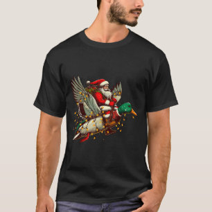 Retro Santa Mallard Duck Christmas Hunting Season  T-Shirt