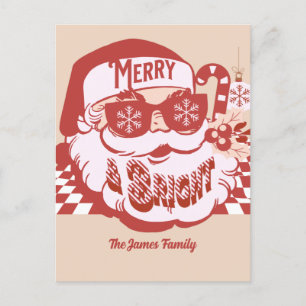 Retro Santa Merry and Bright Groovy Christmas  Postcard