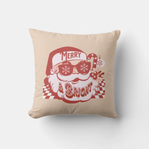 Retro Santa Merry and Bright Groovy Cushion