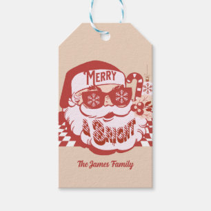 Retro Santa Merry and Bright Groovy    Gift Tags