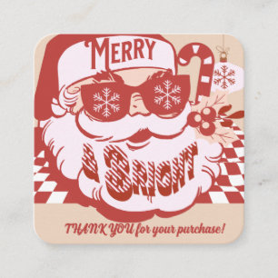 Retro Santa Merry Bright Christmas Thank You Square Business Card