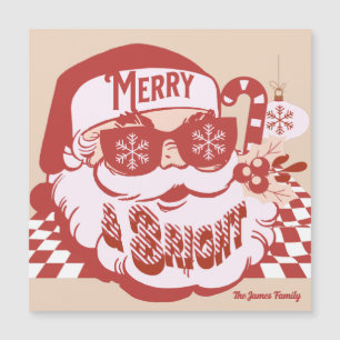 Retro Santa Merry Bright Groovy Christmas Magnet 