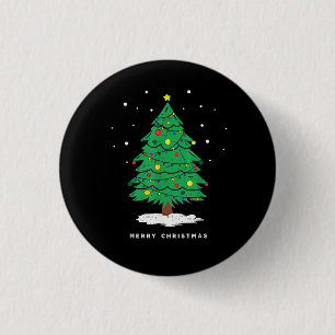Retro Santa Merry Christmas Tree Lights 3 Cm Round Badge
