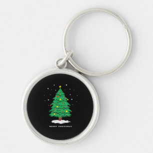 Retro Santa Merry Christmas Tree Lights Key Ring