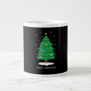 Retro Santa Merry Christmas Tree Lights Large Coffee Mug