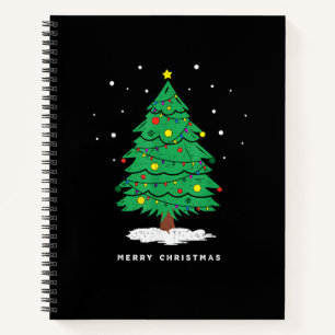 Retro Santa Merry Christmas Tree Lights Notebook