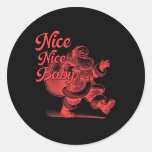 Retro Santa nice Nice Ba Classic Round Sticker