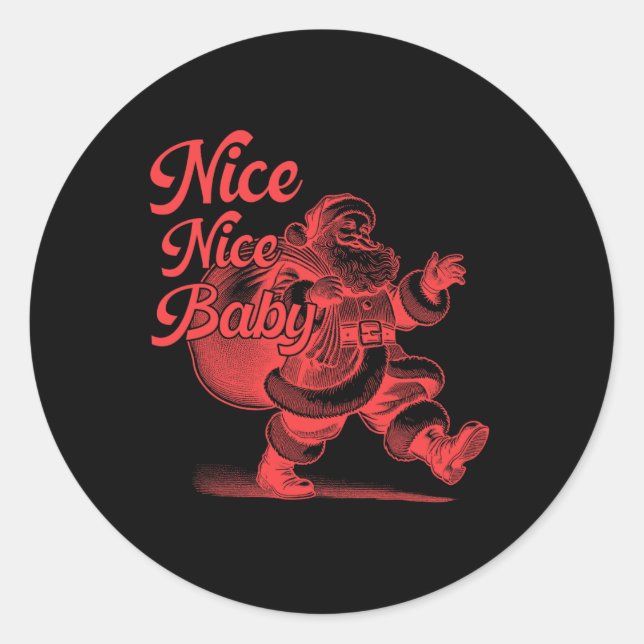 Retro Santa nice Nice Ba  Classic Round Sticker (Front)