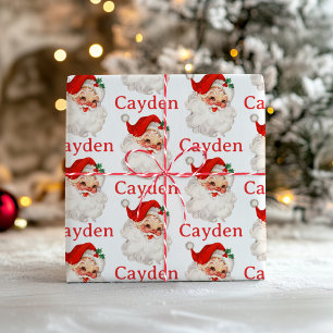 Retro Santa personalised Wrapping Paper