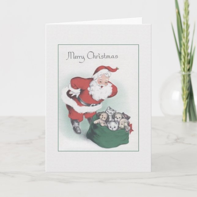 Retro Santa Pet Delivery Christmas Card (Front)