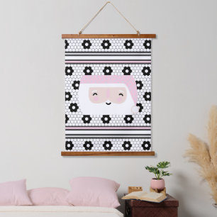 Retro Santa Pink Kids Christmas  Hanging Tapestry