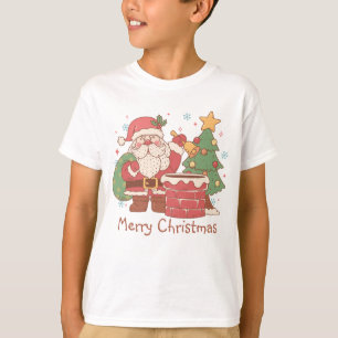 Retro Santa Ready to go down Chimney Christmas  T-Shirt