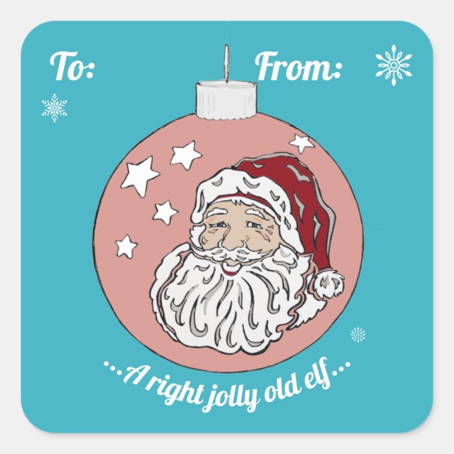 Retro Santa (red)  Square Sticker (Front)