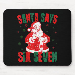 Retro Santa Says Six Seven 67 Meme Christmas Mouse Mat
