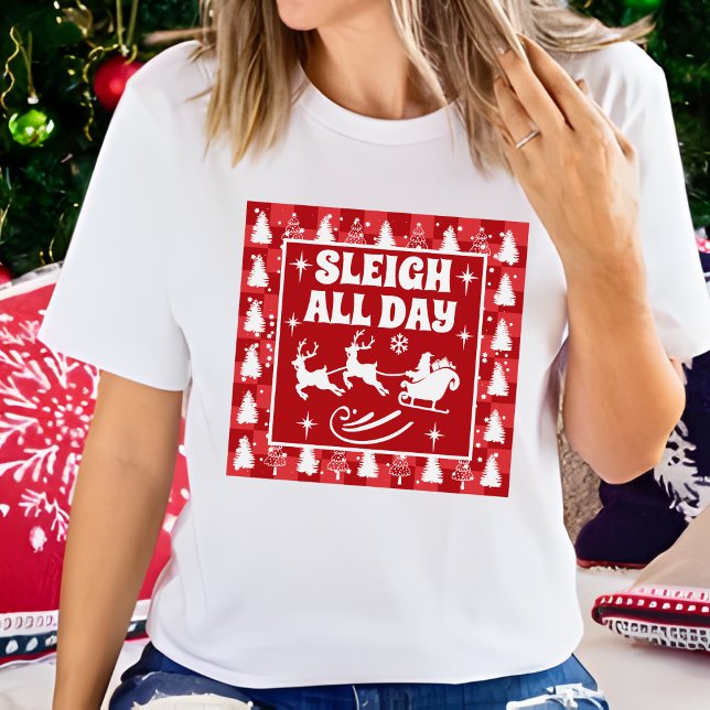 Retro Santa Sleigh All Day Christmas T-Shirt (Creator Uploaded)