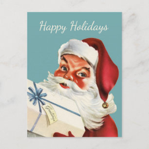 Retro Santa vintage classic Christmas Holiday Postcard