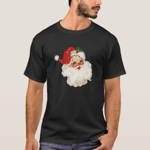 Retro Santa Vintage Claus Hat Red Mistletoe Christ T-Shirt