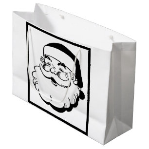 Retro Santa White Large Gift Bag