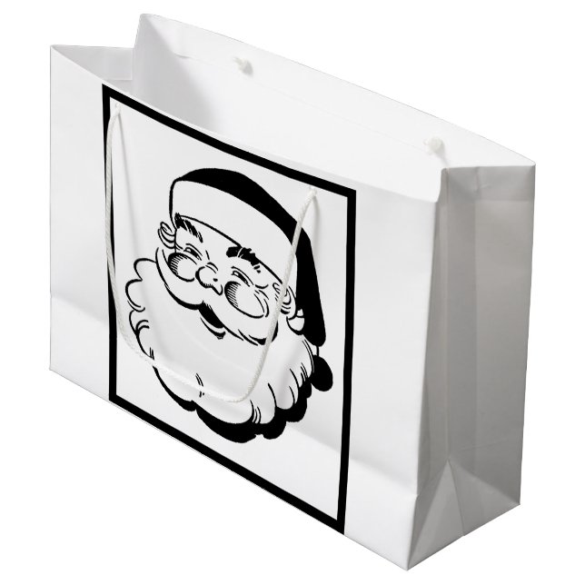 Retro Santa White Large Gift Bag (Front Angled)