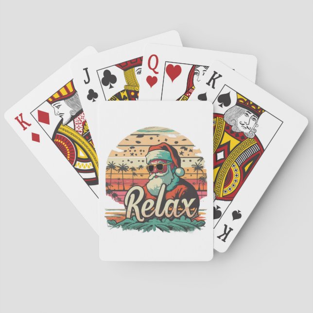 Retro Santa with a title Relax Playing Cards (Back)