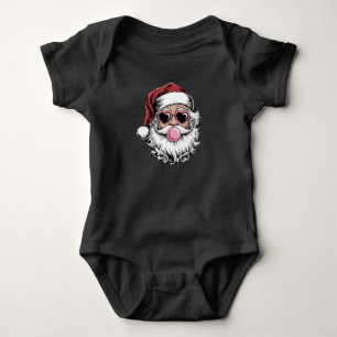 Retro Santa With Glasses Blowing Bubble Christmas Baby Bodysuit