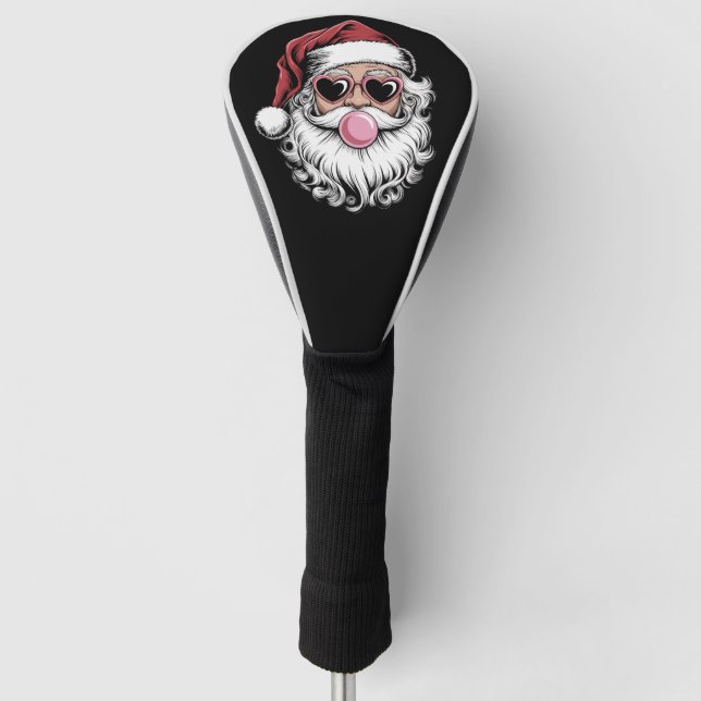 Retro Santa With Glasses Blowing Bubble Christmas  Golf Head Cover (Front)