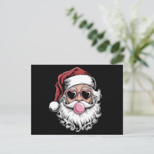 Retro Santa With Glasses Blowing Bubble Christmas  Holiday Postcard