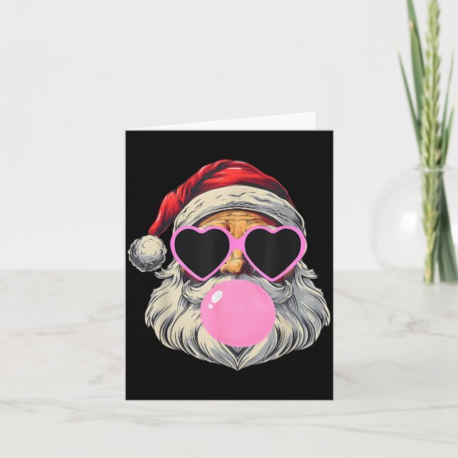 Retro Santa With Heart Gles Bubblegum Christmas Gi Card (Front)