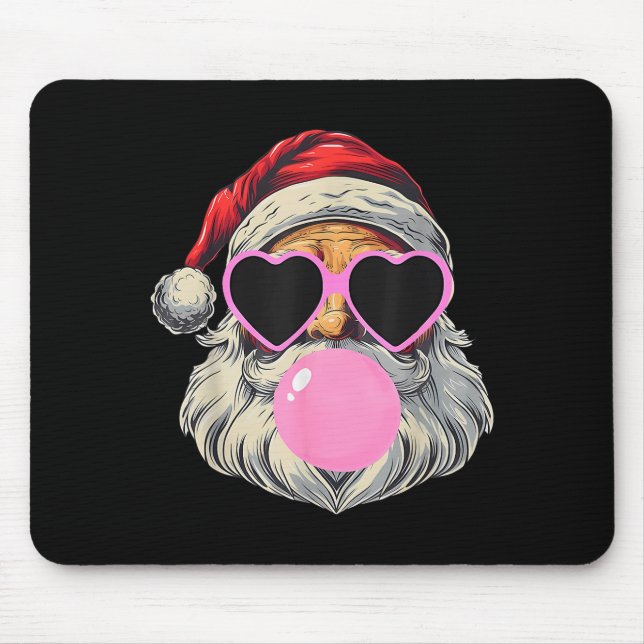 Retro Santa With Heart Gles Bubblegum Christmas Gi Mouse Mat (Front)