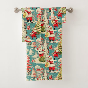 Retro Santa Wonderland 2 Bath Towel Set
