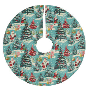 Retro Santa Wonderland Brushed Polyester Tree Skirt