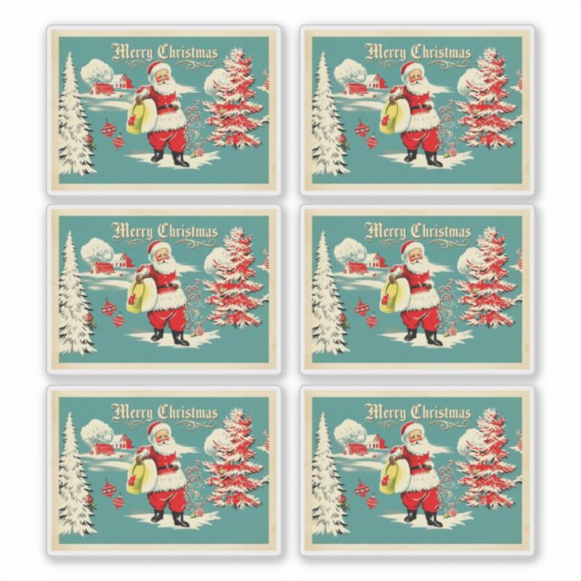 Retro Santa Wonderland Holiday Card (Front)