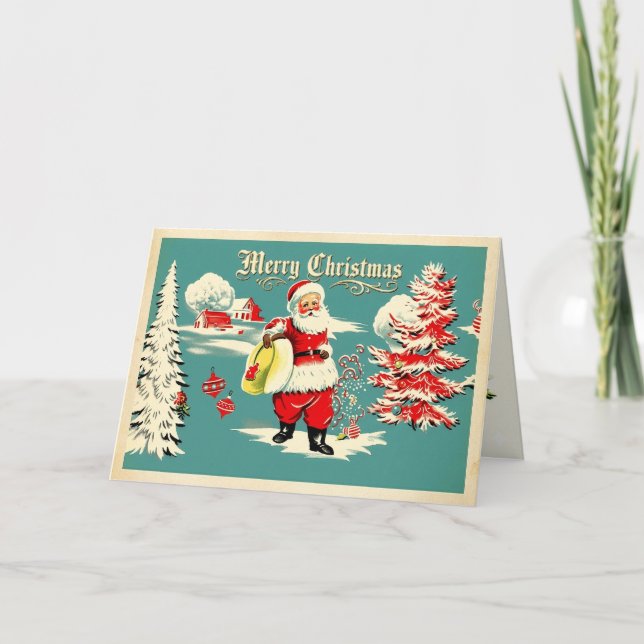 Retro Santa Wonderland Holiday Card (Front)