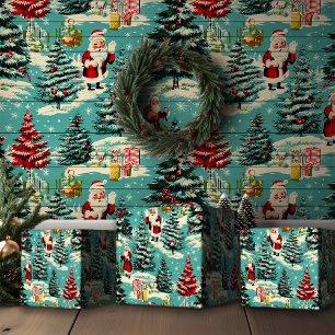 Retro Santa Wonderland Wrapping Paper