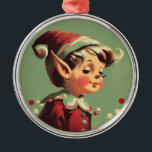 Retro Santa's Elf Vintage Christmas Metal Tree Decoration<br><div class="desc">Celebrate the joy and whimsy of the holiday season with this charming round metal Christmas ornament featuring a vintage illustration of an adorable Christmas elf. Painted in festive holiday colours—rich evergreen, cheerful red, and a snowy cream background—this delightful Santa’s helper brings a nostalgic touch to your holiday decor. With his...</div>