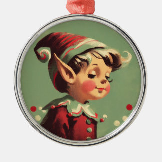 Retro Santa's Elf Vintage Christmas Metal Tree Decoration
