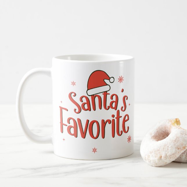 Retro Santa's Favorite Typography Coffee Mug (With Donut)