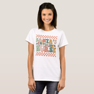 Retro Santa's Favourite Nurse Christmas  T-Shirt