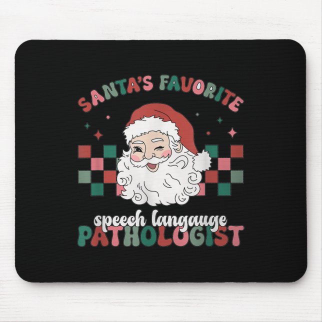 Retro Santa's Favourite Speech Language Christmas  Mouse Mat (Front)