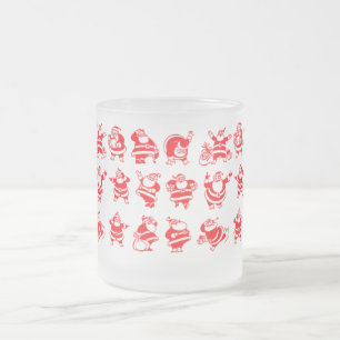 Retro Santas Frosted Glass Coffee Mug