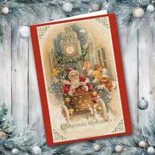Retro Santa's Midnight Run Christmas Card