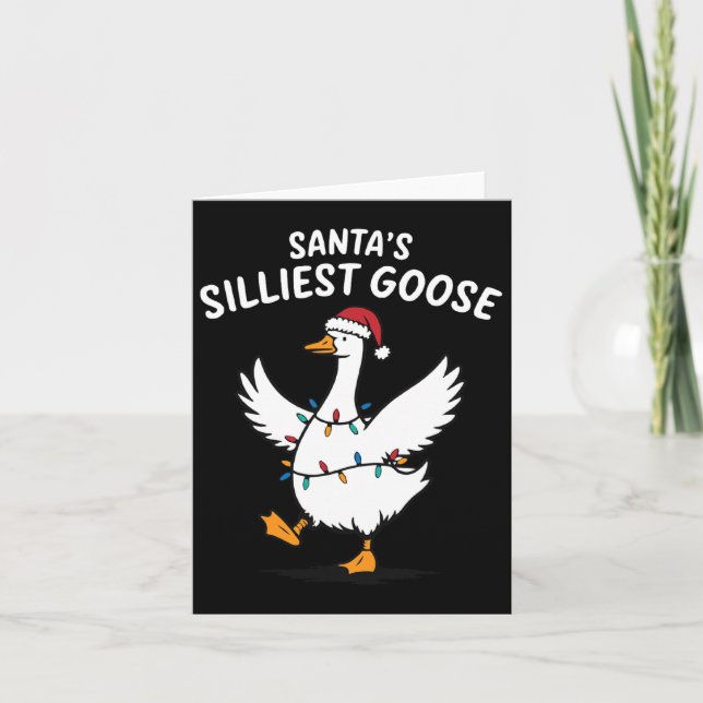 Retro Santa's Silliest Goose Christmas Silly Goose Card (Front)