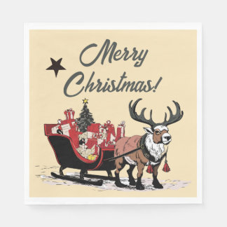 Retro Santa's Sleigh  Napkin