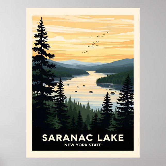 Retro Saranac Lake | New York Travel Poster (Front)