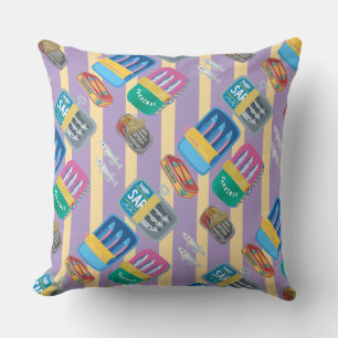 Retro Sardine Can Illustration Home Decor Cushion
