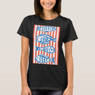 Retro Sardine Fish Coastal Seafood Market Graphic T-Shirt