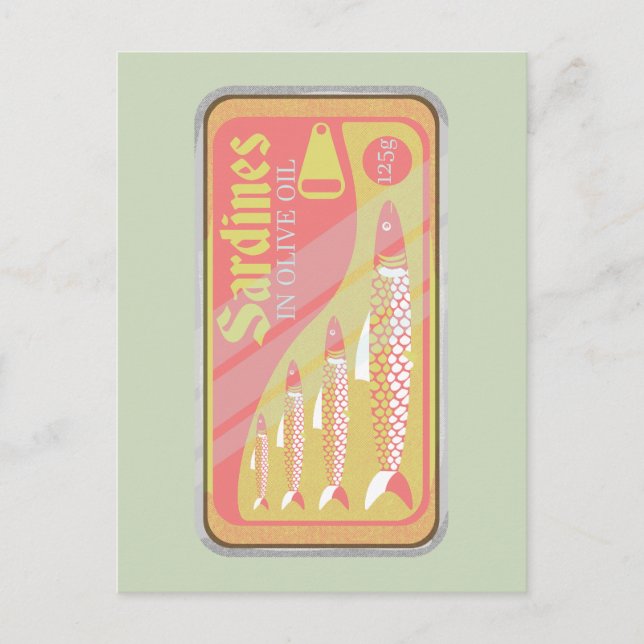 Retro Sardines Poster Postcard (Front)