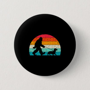 Retro Sasquatch Lover Doxie Wiener Dog Walker Bigf 6 Cm Round Badge