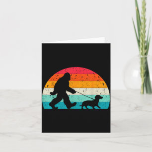 Retro Sasquatch Lover Doxie Wiener Dog Walker Bigf Card