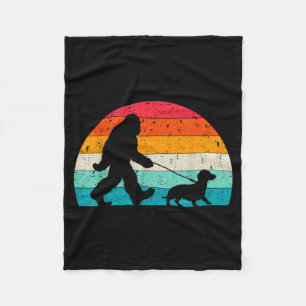 Retro Sasquatch Lover Doxie Wiener Dog Walker Bigf Fleece Blanket